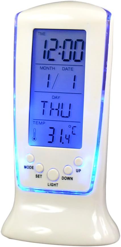 Szaerfa Despertador electrónico Digital, Despertador, termómetro de habitación, Calendario con retroiluminación LED