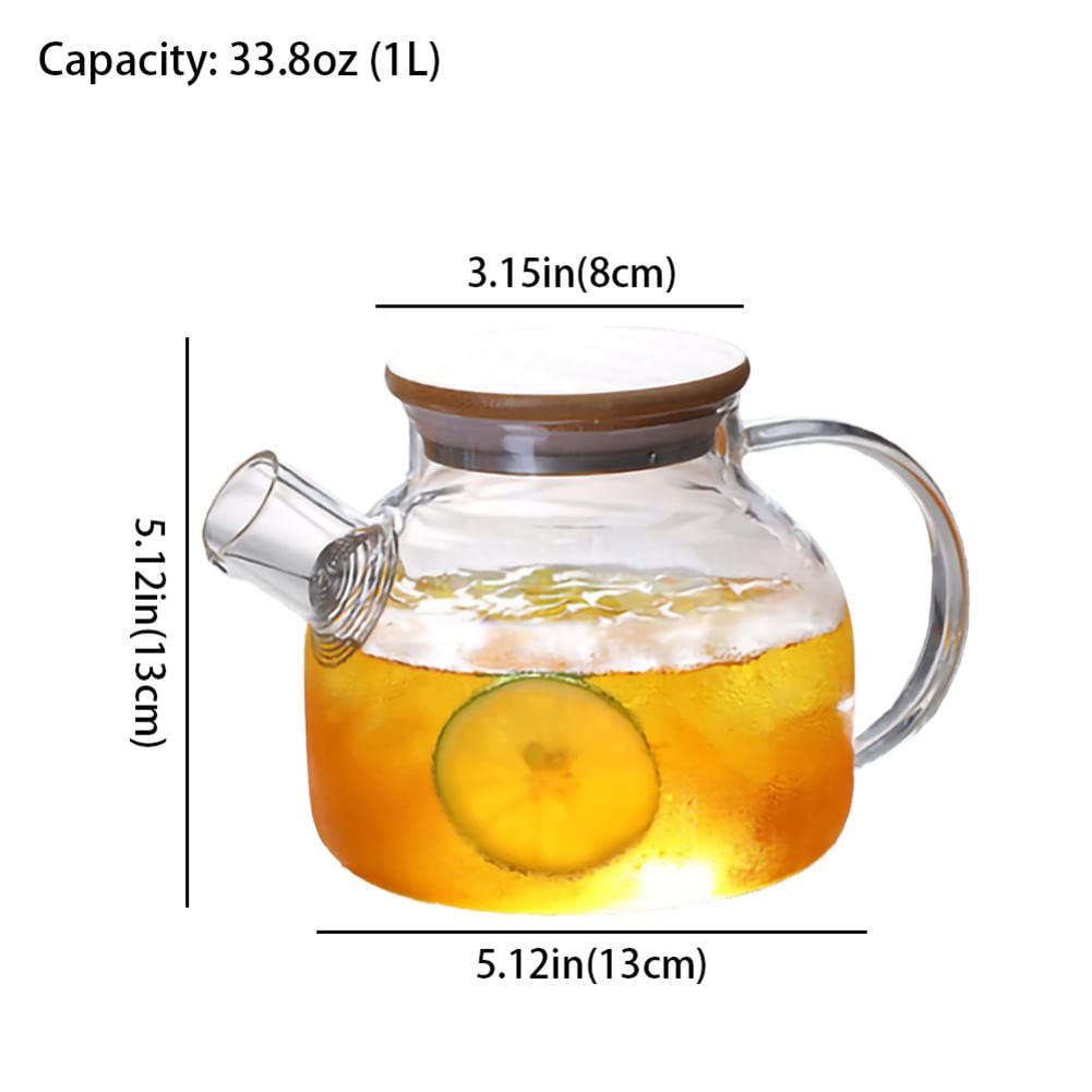 Distributore di Bevande in Vetro, Distributore di Bevande in Vetro Borosilicato, Bollitore per Bevande Fredde, Limonata E Succhi di Frutta, Coperchio in bambù, 60 Oz