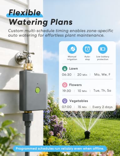 Image of meross WiFi Water Timer for Garden Hose, Brass Inlet & Outet, Rain Skip | WiFi Sprinkler Valve for Lawn, Garden, Yard & Automatic Irrigation System, Work with Apple Homekit, Alexa & Google Assistant