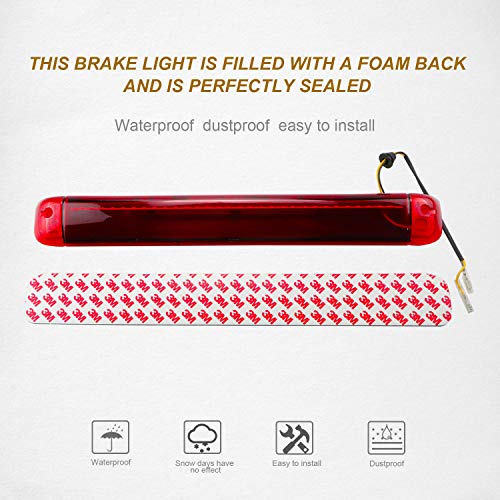 Yepwell Center High Mount Stop Light Third 3Rd Brake Light Lamp Assembly Fits For 1992-1999 Suburban Yukon Suburban 2000-2004 /Tahoe 1995-2000 /Blazer 1994-2005(Red Lens) #TOP5