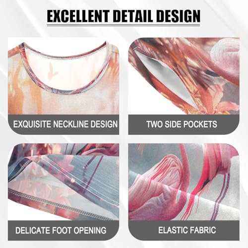 senya Short Sleeve Pajamas Sets Summer Cotton Sleepwear Cartoon Of Pink Flamingos4