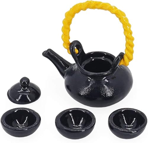 Odoria 112 Tetera en miniatura y teteras accesorios de decoración de casa de muñecas