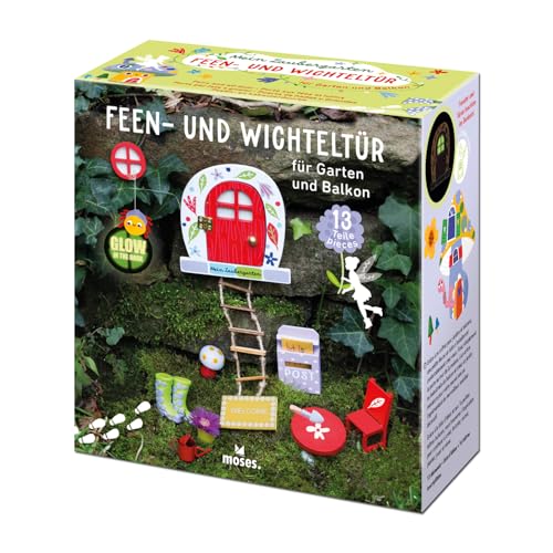 Moses. Mein Zaubergarten Feen- und Wichteltür 13-teiliges Spiel- & Dekoset für Garten & Balkon Gartendeko-Set mit Leuchtelementen Fantasiespielzeug für Kinder ab 4 Jahren Rot