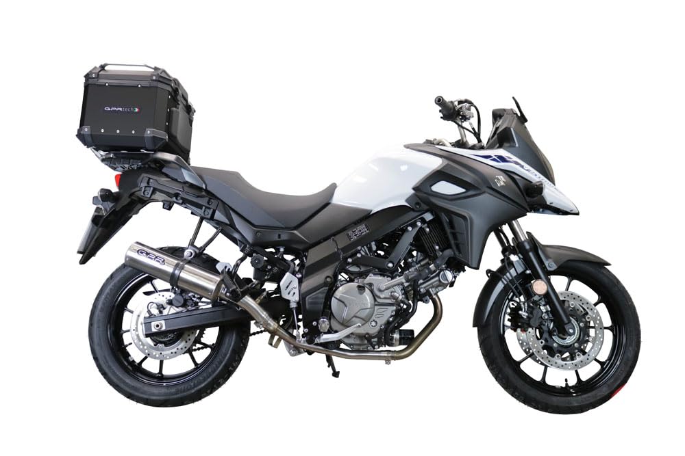 GPR Tech Compatible avec V-Strom 1050 XT 2020/21 e5 Top Case ALPI-Tech 55 LT Noir Top Case en Aluminium, Couleur Noire avec Plaque spécifique Incluse Capacité litres 55