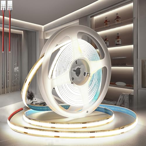 PERVADEO Ruban LED COB 12V, 10M bande LED COB Blanc Froid 6000K Découpable Flexible 320LED/M, CRI90, pour Chambre, Décoration de la Maison (Sans Alimentation)