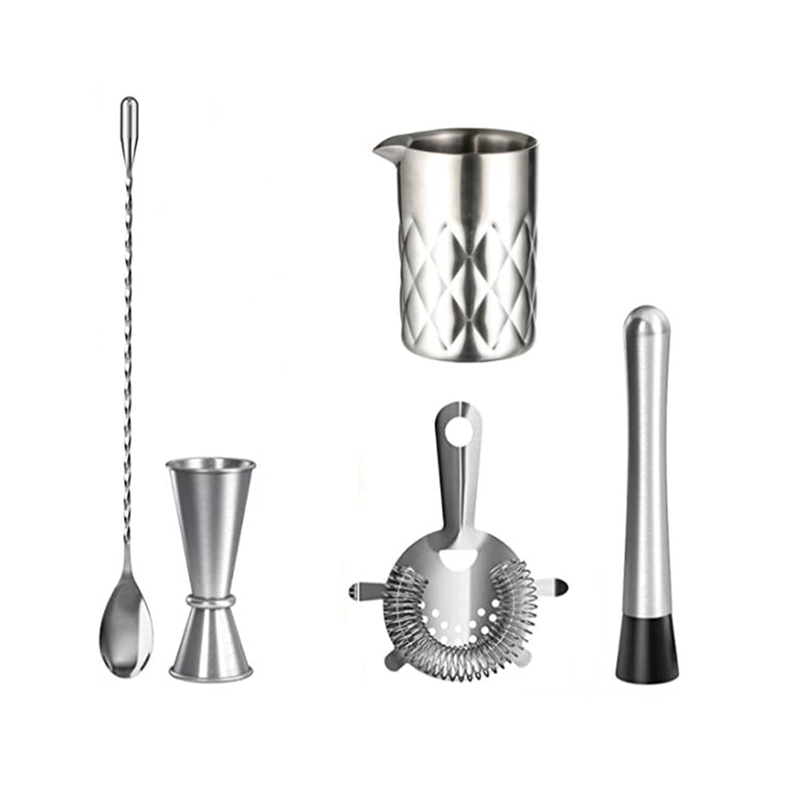 Juego de Coctelera Cocktail Shaker Set Bartender Mojito Kit-Barra de Acero Inoxidable Herramientas con Mezcla de Vidrio, Jigger, Bar Cuchara, Muddler, Coctelera de cóctel Agitador de Cócteles