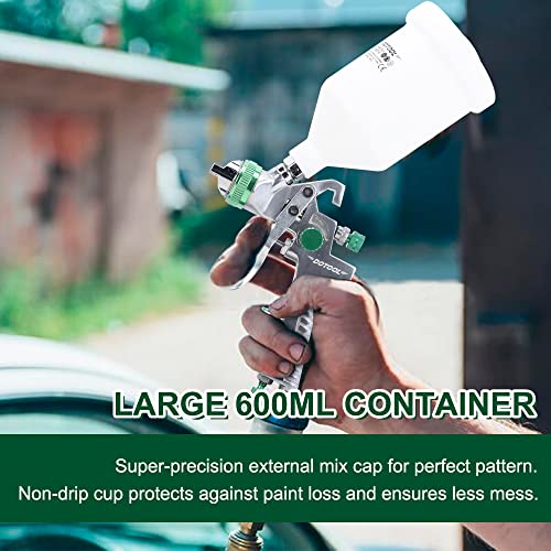 Dotool Hvlp Spray Gun 1.4Mm Fluid Tip High Pressure 3600 Psi Automotive Air Paint Sprayer Gun Kit 600Cc Plastic Cup Professional Gravity Feed Detail Sprayer For Car Primer,Furniture Surface #TOP6