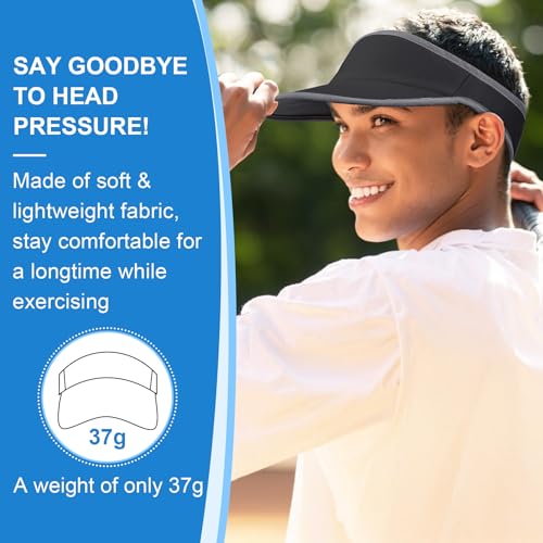 Image of Sports Sun Visor for Men Women, Lightweight Soft Quick-Dry Visor Hat, Packable Tennis Golf Running Visor