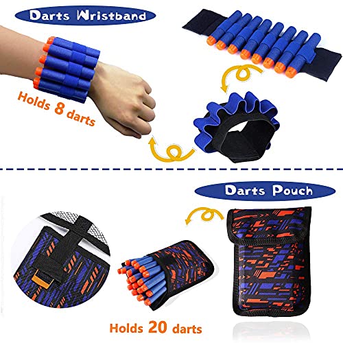 WORKER Kinder Taktische Weste Kit für Nerf Guns N-Strike Elite Serie mit 40 Kugeln nachfüllen Darts, 2 Nachlade-Clips, Dart-Beutel, Taktische Masken, Hand-Armband und Schutzbrille für Jungen