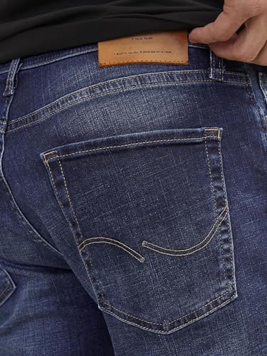JACK & JONES Jeans Regular Fit Denim Stone Washed Mid Waist mit Heller Naht JJICLARK JJORIGINAL, Farben:Blau,Größe Jeans:W34 L34,Z - Länge L30/32/34/36/38:L34