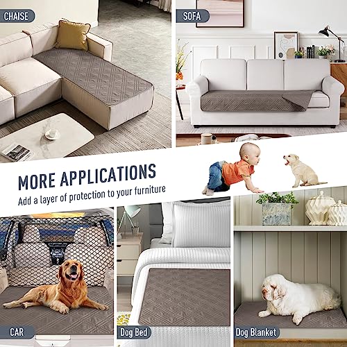 Image of TAOCOCO 100% Waterproof Reversible Couch Seat Cover for Dogs & Pets - Chaise, Sectional & U Shape Sofa Furniture Protector - Taupe