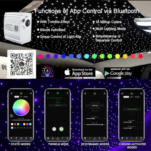 Image of AKEPO 10W Twinkle Fiber Optic Light Engine Light Source, APP Control + Music Activated + 28-Key Remote Control for Car Stars Headliner and Home Star Ceiling Kit