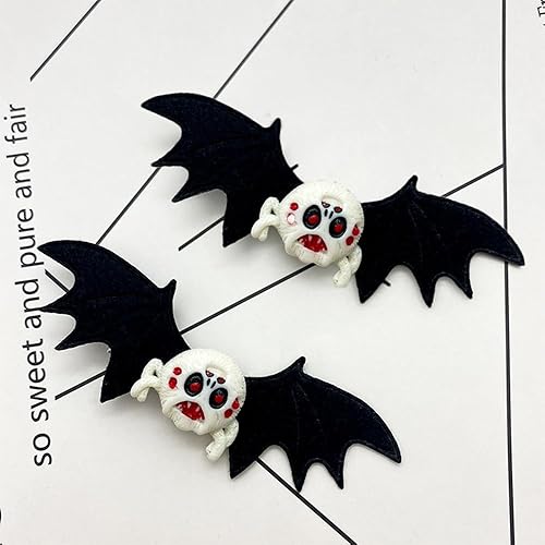 Miniatura 3 de ZHOUMEIWENSP Pinzas para el pelo de murciélago de calavera de Halloween, horquilla retro con clips punk, fabricación de estilos de cabello (monstruo)