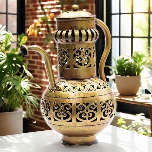 Traditional Tealight Holder & Sambrani Burner - Multi-Functional Metal Decor Piece for Home, Spiritual, Yoga, Meditation, Aromatherapy, Camphor, Dukhni Burning - 10x6.5 Inch (Surahi) — photo — 5 of 9