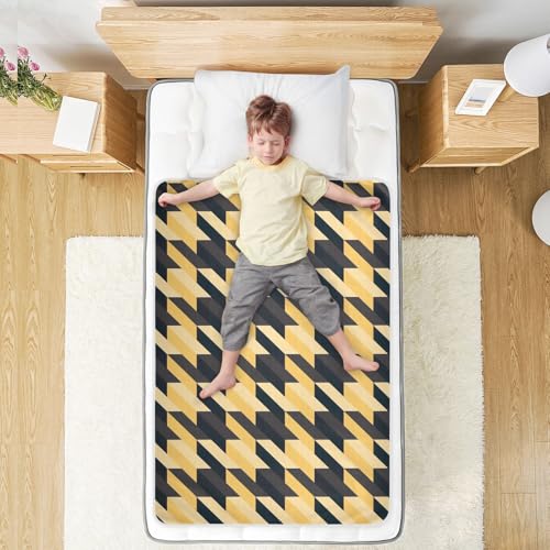 Alèses de lit motif pied-de-poule jaune imperméables et durables - 8