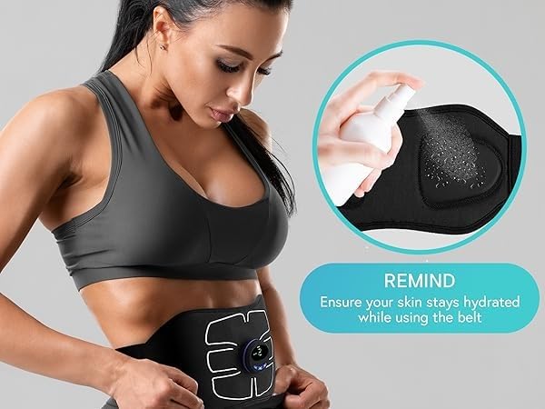 Image of ABS Stimulator - EMS Muscle Stimulator, Portable Abdominal Belt, Ab Machine & Abs Workout Equipment Muscle Toner for Home and Office Fitness, Strength Training for Women and Men, Black white
