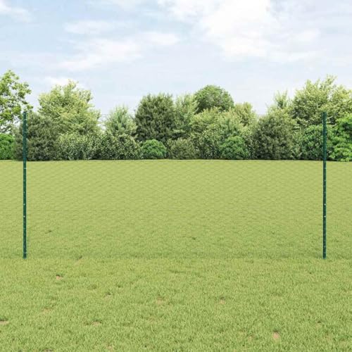 Valla de protección visual con postes verdes, 1,2 x 25 m, acero para camping y estanque