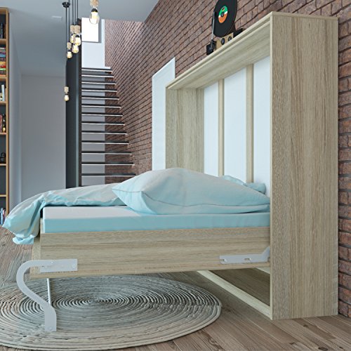 Preisvergleich Produktbild SMARTBett Schrankbett 140cm Horizontal Farbauswahl Bettschrank Wandbett EICHE SONOMA