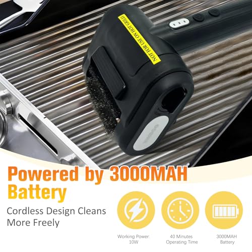 Image of Electric Rechargeable Grill Brush,Grill Cleaner for Outdoor Grill with 800 RPM Motor - Bristle Stainless Steel Grill Cleaner with LED Light for BBQ, Heavy Duty Grill Cleaning(Black)
