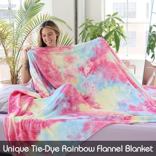 Ailemei Direct Rainbow Tie Dye Throw Blanket For Girls, Soft Cute Funny Decorative Throw, Fuzzy Pastel Plush Blankets For Teen Girl Adults Kid's Gift #TOP2