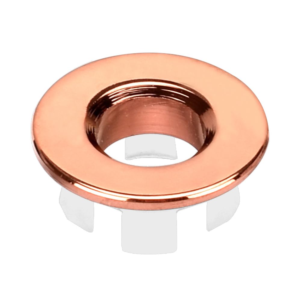 MOUMOUTEN Bathroom Wash Basin Sink Overflow Cover, Kitchen Sink Decoration Spare Hole Circular Sink Hole Brass Sink Overflow Ring Stable (Rose Gold)