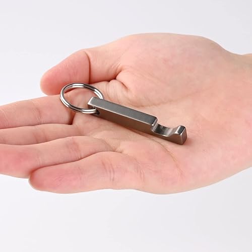 Miniatura 7 de SW637 Mini llavero de titanio abrebotellas de cerveza, regalos de bar para hombres, marido, papá, novio, suministros EDC para viajes al aire libre.