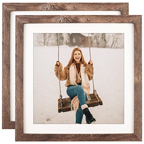 Toforevo 10X10 Square Picture Frames Set Of 2 Rustic Wood Grain Photo Frame For Gallery Wall Mounting Or Tabletop Display #TOP4