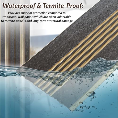 Image of Plantex Louvers Panel for Wall /8 Feet Wall Panels /3D Charcoal Panel for Interior Walls Decor - Pack of 10 Covers - 80 Sq. Ft, Size-1 Feet x 8 Feet (YD-1209)
