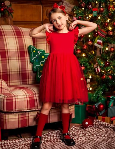 Image of Arshiner Toddler Tutu Dress Little Girls Fluffy Summer Dresses Casual Party Tulle Sundress for Kids 2-6Y