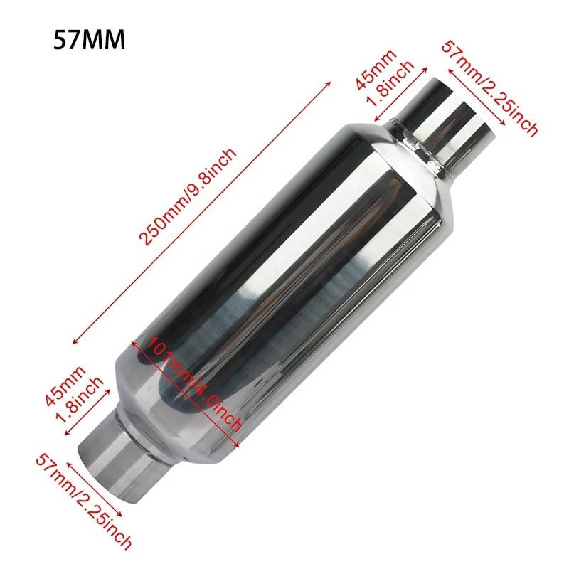 Vehicle Silencer Tłumik wydechowy samochodu Rezonator Końcówka tłumika ze stali nierdzewnej rury wydechowej Tłumik Samochodowy(57MM)