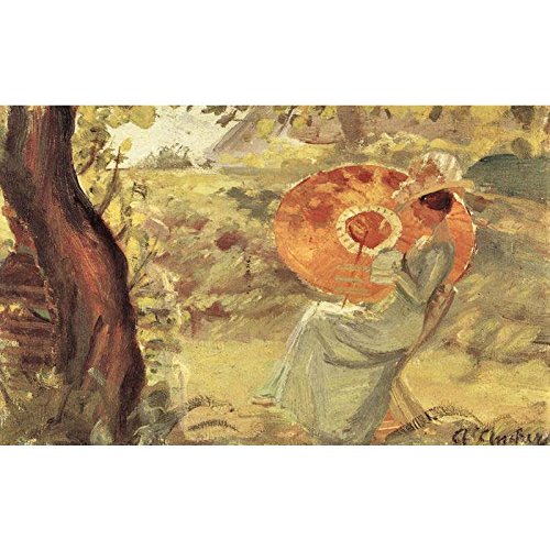 Art Panel - Young Girl in Garden with Orange Umbrella by Anna Ancher