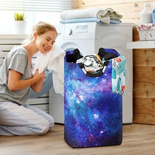 Image of senya Large Laundry Basket Shopping Foldable Clothes Bag Collapsible Fabric Laundry Hamper Folding Washing Bin (Outer Space)