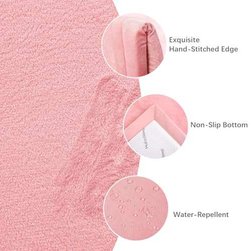 Image of Huloo Sleep Ultra Soft Baby Play Mat for Floor,1.3 inch Thick Elasti-Foam 47x47 Play Mat for Playpen,Water-Repellent Coral Velvet for Tummy Time, Non-Slip Backing Safe for Toddlers & Infants(Pink)