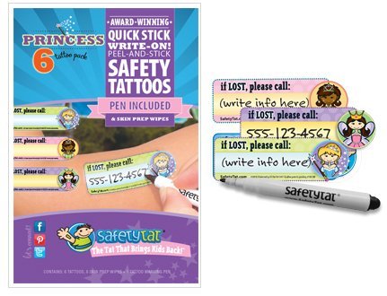 SafetyTatChild ID Safety Tattoo - Princess 6 Pack
