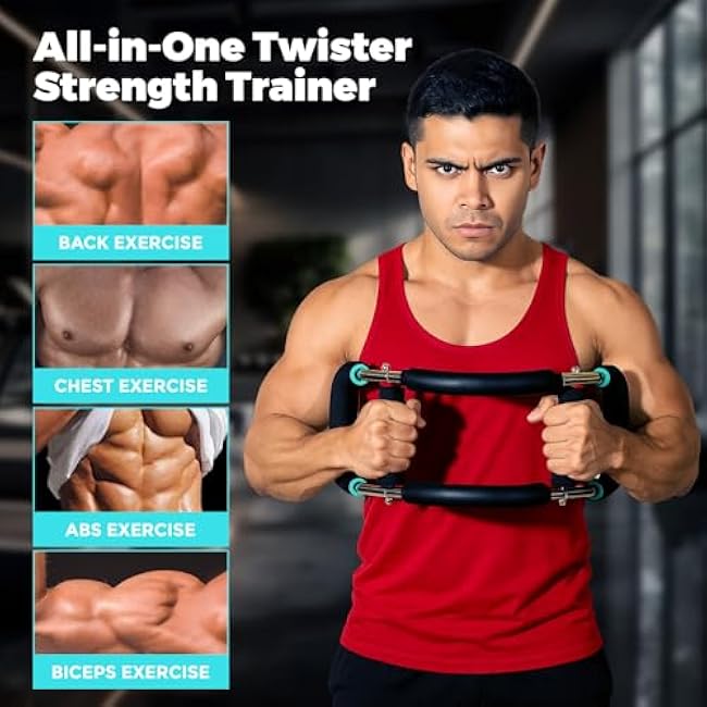 Elite Twister Arm Trainer, 40-100lb Adjustable Chest Workout Equipment, Arm Muscle Trainer for Men & Women, Portable Detachable Power Twister Bar, Home Gym Upper Body Fitness Machine