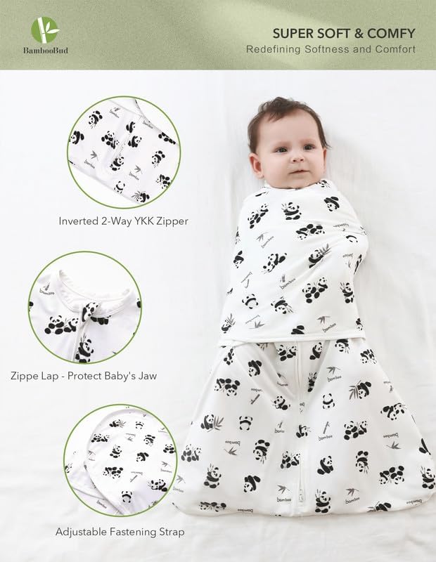 Image of Baby Wearable Blanket Sleeveless Unisex Sleeping Bag Swaddle Boy Girl Sleep Sack Viscose from Bamboo, Panda, 3-6Months