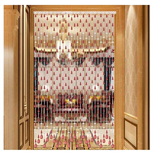 Rideau de porte en perles de cristal fuchsia haut de gamme pour décoration