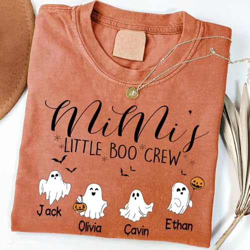 Grandma Little Boo Crew Shirt, Custom Name Grandma's Bootiful Crew Halloween Sweatshirt, Personalized Mama Grandma Mimi Nana Boo Sweatshirt with Grandkids Name, Custom Halloween Grandma Shirt3