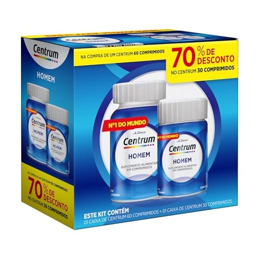Centrum Homem Multivitaminico Diário com Magnésio, Vitamina D e Vitamina B12, Leve 90 Comprimidos e Pague 60