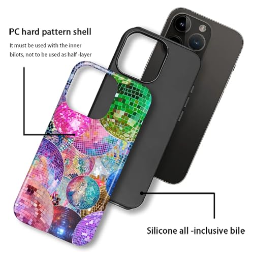 Flivro Magnetic Case for iPhone 16 Pro, Compatible with Magsafe,PC Hard Shell & Silicone Inner Bumper,Shockproof Full-Body Cover Slim Fit for iPhone 16 Pro Case - Coloured Disco Ball - image 2