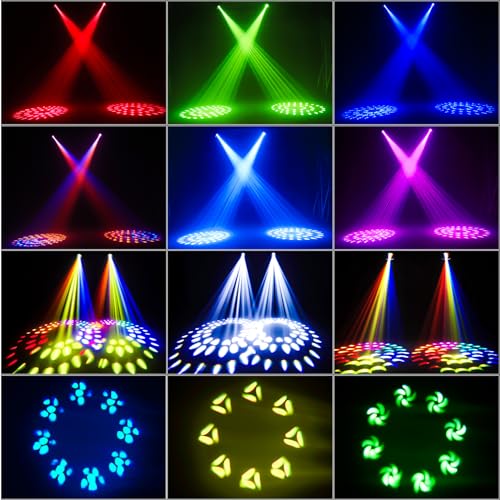 Image of Moving Head Light 280W 10R WZYBUTA LED Beam Stage Lights DJ Lights 17 Gobos 15 Colors DMX512 Prism Rainbow Effect Spotlights Sound Activtaed for Bar Disco Wedding Concert Lighting (2 Pack)
