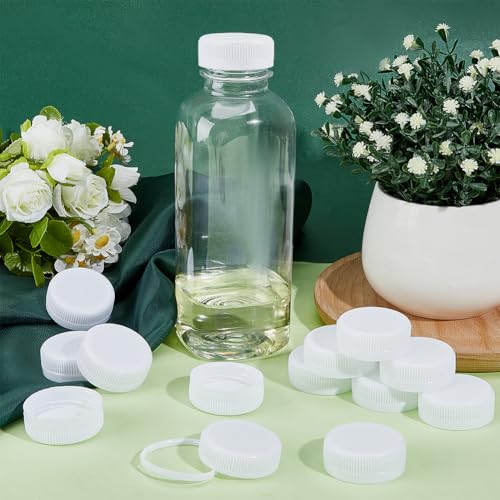 OLYCRAFT 100Pcs White Screw-On Caps Reusable Plastic Bottle Caps White Plastic Seal Lid Screw Bottle Cap Replacement Lid Twist Cap for Juice Bottles Handmade Decorations - Inner Diameter 38mm4