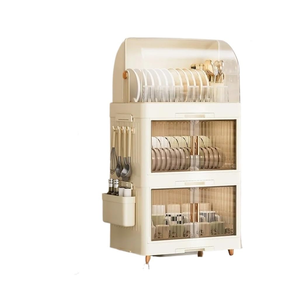 Jobaojiang Kitchen Bowl Rack, Tableware Storage Box, Household With Lid, Tableware, Bowl Box, Dish Drain Rack, Plastic Cupboard(B)