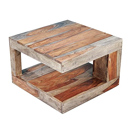 riess-Ambiente.de Massiver Couchtisch Giant 60cm Sheesham Smoke Finish handgefertigt