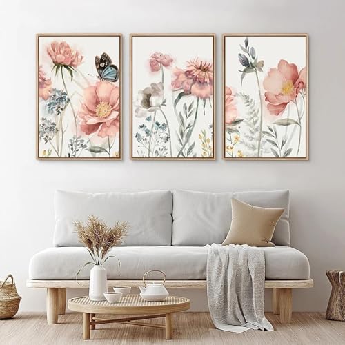 Peintures sur toile fleurs et papillons pour raviver un mur vide