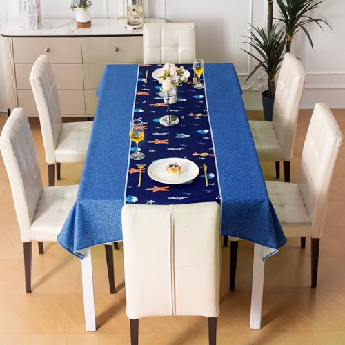 Image of HOKIPO Modern Grace Table Cloth for 6 Seater, 55x86 in, Coral Dream