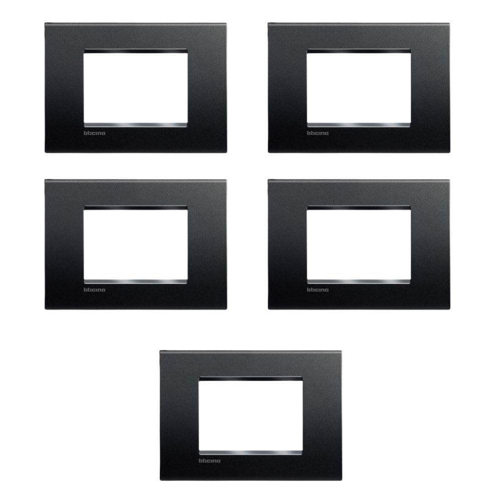 Placca Quadra LivingLight Bticino Antracite 3 Moduli Tecnopolimero LNA4803AR (5)