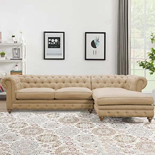 Image of Modern Velvet L Shape sectional Sofa with Chaise Lounge L Shape Sofa for Living Room Bedroom Hall Office