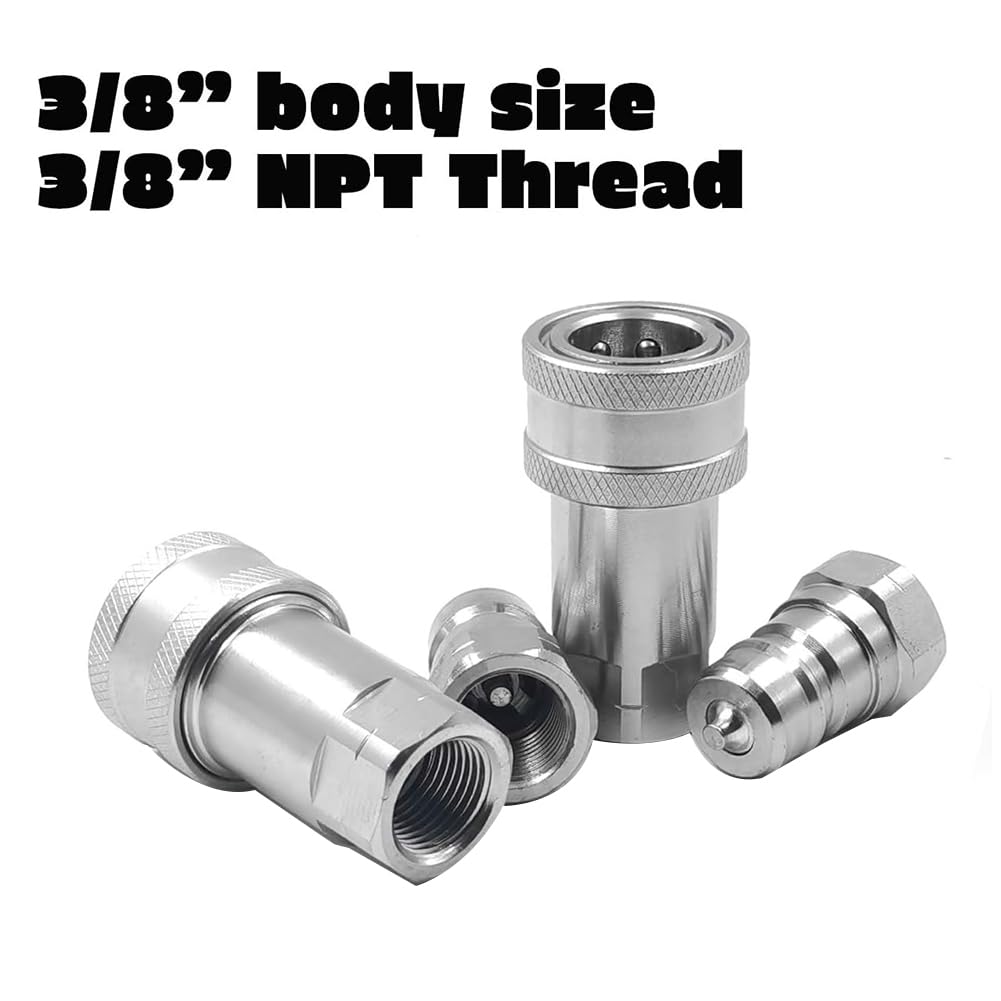 Attacco Idraulico Rapido 3/8" NPT Con Cappuccio Antipolvere - Set Per Trattori E Macchine Agricole | Myqqhbs - Foto 5