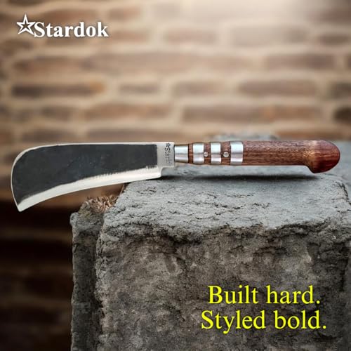 Image of Handmade Coconut Cutter High Tempered Iron Steel Traditional Billhook Knife Heavy Duty for Kitchen,Cutting Vegetables & Fruits,with Wooden Handle 9 Inch Blade Kerala vettukathi